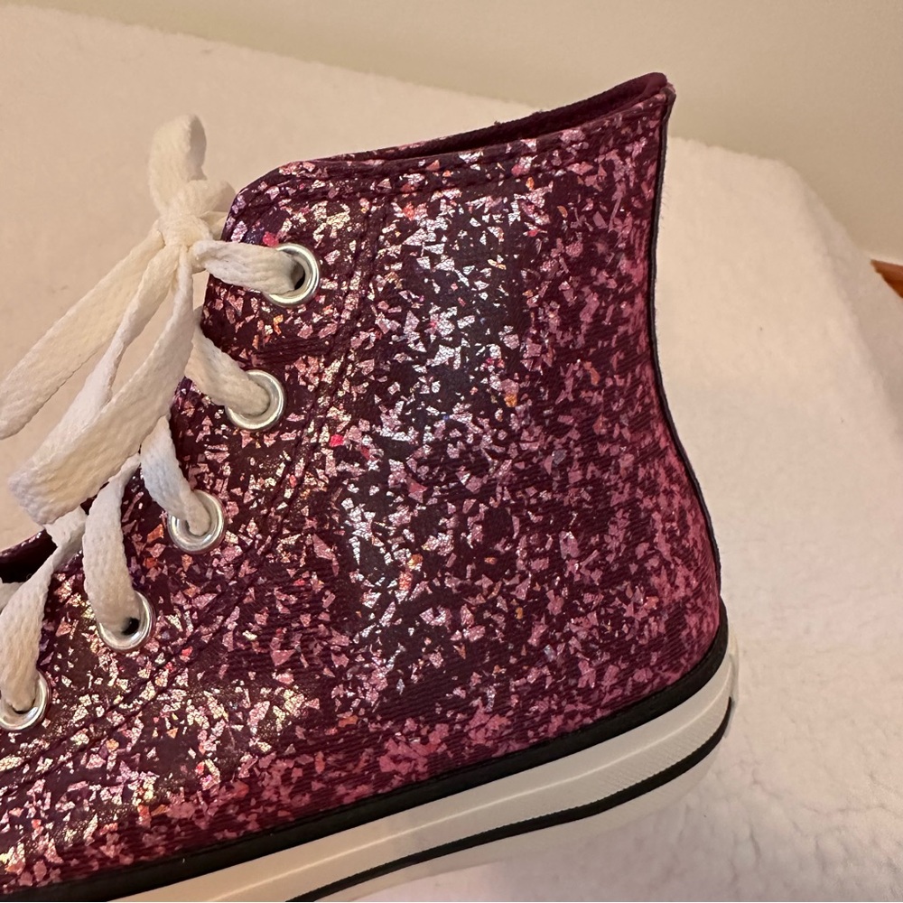 Converse Women's Sparkle Pink High-Tops - Picture 8 of 9